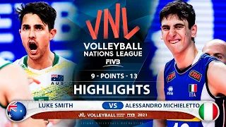 Australia vs Italy | VNL 2021 | Highlights | Luke Smith vs  Alessandro Michieletto