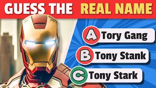 Guess The SUPERHERO'S Real Name 🦸‍♂️ | Superhero Quiz | Iron man, Spider-man, Batman, Superman