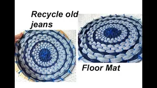 Recycle resuse old jeans /demin DIY handmade floor mat /door mat /carpet/area rug