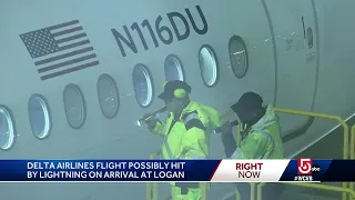 Aircraft out of service after possible lightning strike