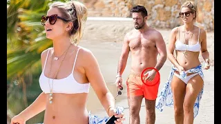 Pregnant Vogue Williams reveals growing bump on babymoon in Greece