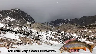 Slaying Stunning Brook Trout Ice Fishing an Alpine Lake