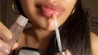 ASMR~ 100 Layers of Lipgloss Application with WET Mouth Sounds (whispered)