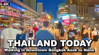 【🇹🇭 4K】Friday night Walking in Downtown Bangkok - Asok to Nana - beautiful Night Life 2022