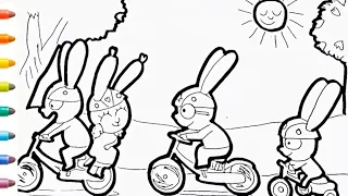 Dessin et Coloriage Simon le lapin) draw and color for kids#TT141