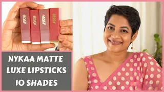 Nykaa Matte Luxe Lipsticks 10 Shades Review & Swatches | JoyGeeks |