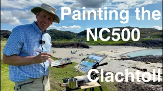 Painting a Watercolour on Clachtoll Beach Plein Air on the NC500 Route