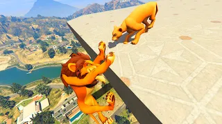 GTA 5 Water Ragdolls Simba and Nala and Diego Funny Moments Jumps, Fails, Wins, Crash, Stunts 4K