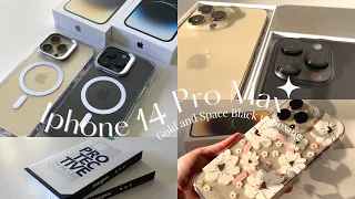 unboxing vlog✿  iPhone 14 pro max Gold and Space Black [1TB] | accessories and camera test