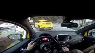 NEW Abarth 595 Competizione VS Lamborghini Urus || BRUTAL ACCELERACTION || Akrapovic POV Driving