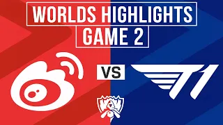 WBG vs T1 Highlights GAME 2 | Worlds 2023 FINALS | Weibo Gaming vs T1