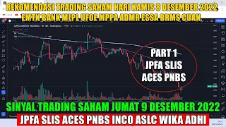 PART 1 Sinyal Jumat 9 Desember 2022 Rekomendasi saham scalping trading JPFA SLIS ACES PNBS Analisa