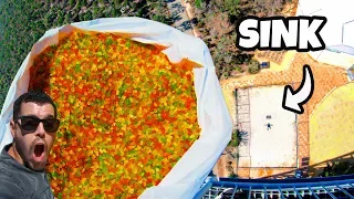 Catching 200,000 Gummy Bears from 45m Tower! Will It Clog?