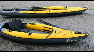 Kokopelli Moki Lite and Moki II inflatable kayaks (panorama view before paddling trip)