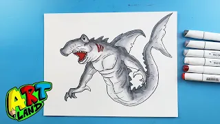 How to Draw a HAMMERHEAD SHARK TITAN