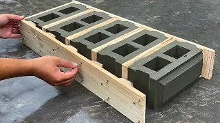 Casting 5 Hole Bricks With Connectors At The Same Time From Wood And Cement Mold - Simply Save Time