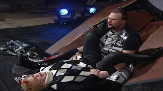 Bubba Ray Dudley Powerbombs Mae Young Off The Stage Through A Table!