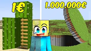 1€ vs 1.000.000€ Minecraft GEHEIM Basis Bau Challenge!