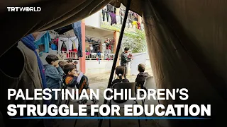 Displaced Palestinian children receive education in southern Gaza