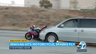 INSANE! Motorcycle Hit and Run Video on my local Freeway