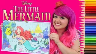 Coloring Ariel The Little Mermaid Disney GIANT Coloring Book Page Colored Pencils | KiMMi THE CLOWN