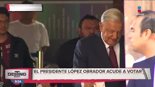 López Obrador y su esposa, Beatriz Gutiérrez, emiten su voto | Destino 2024