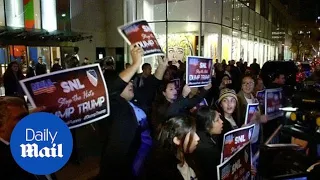 Hispanic-American groups protest against Trump hosting SNL - Daily Mail