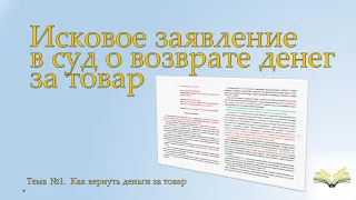 Исковое заявление о возврате денег за товар