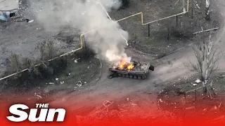 Ukrainian troops blow up Russian armoured vehicle in MASSIVE explosion