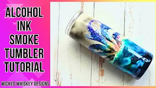 Alcohol Ink Smoke Tumbler Tutorial - Make a Kraken at sea alcohol ink tumbler with smoke effect sky