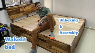 Wakefit Auriga Sheesham Wood Platform With Storage Queen Bed-(Solid Wooden Textured Finish_Natural)