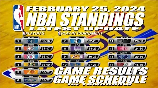 NBA STANDINGS TODAY as of FEBRUARY 25, 2024  NBA GAMES RESULT  NBA GAME SCHEDULE