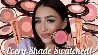 CHARLOTTE TILBURY BLUSH COLLECTION WITH SWATCHES || EVERY SHADE SWATCHED INC. BEAUTY LIGHT WANDS
