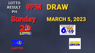 Lotto Result PH | 9PM DRAW MAR 5 2023 | 2D EZ2, 3D SWERTRES , 6/49, 6/58