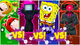 Oddbods 🆚 TV Woman 🆚 Spongebob 🆚 Camerawoman  - Tiles Hop EDM Rush