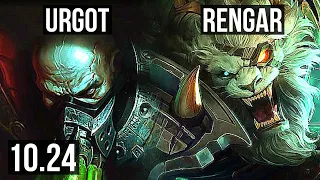 URGOT vs RENGAR (TOP) | 11 solo kills, Quadra, Legendary, 300+ games | EUW Master | v10.24