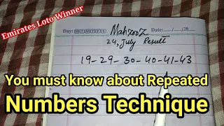 How Select the Repeated Numbers From Previous draw Table for Mahzooz draw 31 July 2021