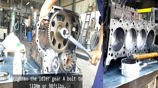 ISUZU 4HG1 engine rebuild,PISTON and GEARS installation