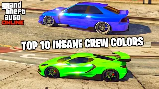 TOP 10 BEST CREW COLORS IN GTA 5 ONLINE! (Bright Colors,Clean Colors & More!)