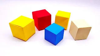 Paper Cube Box Making Slower More Clear Tutorial   Very easy way to make an origami handmade cube