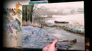 Draw a sunny winter day in a session|how to draw noon|how to draw a winter landscape