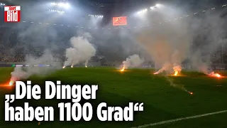 Pyrotechnik auf dem Spielfeld: Bengalo-Skandal beim Relegationsspiel zwischen Dresden und Lautern
