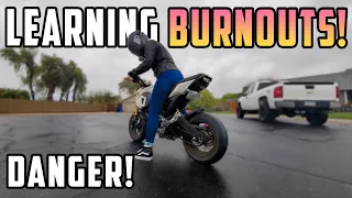 BURNOUTS, DONUTS, & SKIDS!? Motorcycle Practice In The Rain!