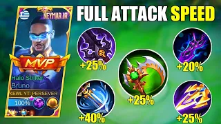 NEW META!! BRUNO FULL ATTACK SPEED BUILD😱 (ATK SPEED HACK) | BRUNO BEST BUILD AND EMBLEM 2023 - MLBB