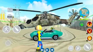 Open World Stickman Driving Motorbike Cars and Army Helicopter Flying Simulator - Android Gameplay.