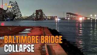 Aerial footage shows collapsed Baltimore bridge #baltimore | News9