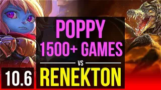 POPPY vs RENEKTON (TOP) | 1.8M mastery points, 1500+ games | KR Grandmaster | v10.6