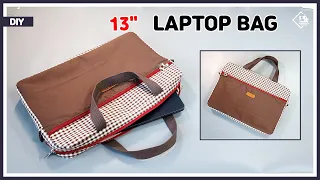 DIY 13 inch Laptop Bag / Tablet pouch with pockets / sewing tutorial [Tendersmile Handmade]