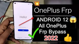 OnePlus Frp 2022 ||  All OnePlus Frp Bypass Android 12 New Method latest Security 2022 Without Pc