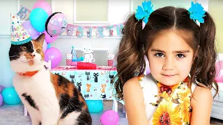 Nastya and Mia arrange a Birthday for their Kitty